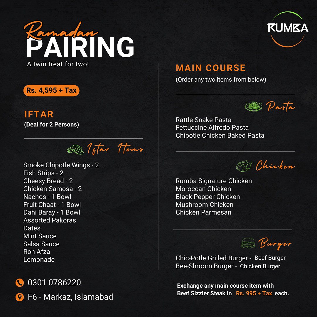 sehri and iftar buffet in Islamabad - Rumba sehri and aftar buffet in islamabad- rumbasehri and aftar buffet in islamabad- rumba